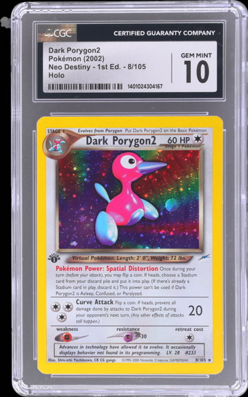 2002 Pokemon Neo Destiny Dark Porygon2 1st Edition Holo CGC 10