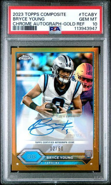 2023 Topps Composite | Rookie Bryce Young | Chrome Autograph Gold Reference /50 | PSA 10