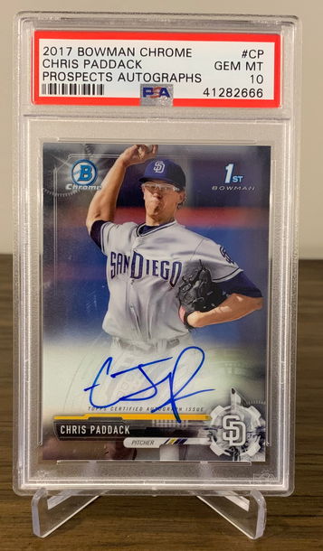 CHRIS PADDACK 2017 Bowman Chrome Base Auto PSA 10 GEM MINT