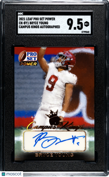 2021 Leaf Pro Set Power Bryce Young #CK-BY1 Campus Kings Autograph Rookie SGC 9.5
