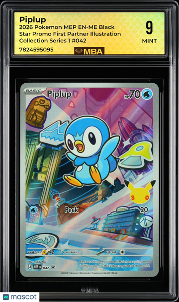 2026 Pokemon MEP EN-ME Black Star Promo Piplup #042 First Partner Illustration Collection Series 1 MBA 9