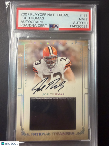 2007 Playoff National Treasures Joe Thomas #117 Patch Autograph /99 Rookie PSA 7 Auto 10