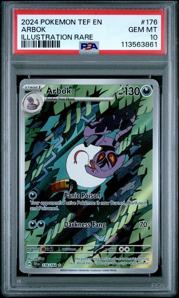 2024 Pokemon Temporal Forces Illustration Rare Arbok #176 PSA 10