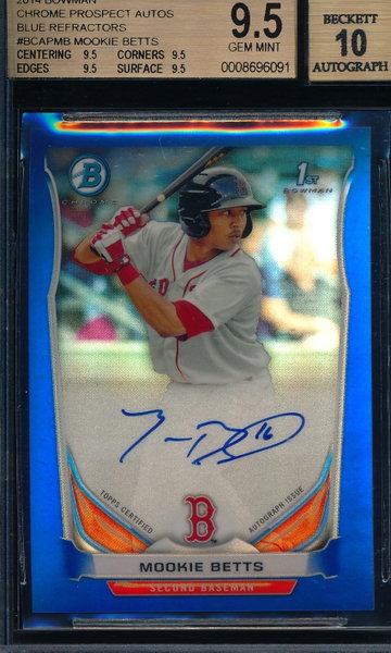 Mookie Betts 2014 Blue Refractor Auto