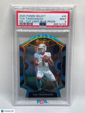 2020 Panini Select Tua Tagovailoa #45 Die Cut Light Blue Prizm PSA 9