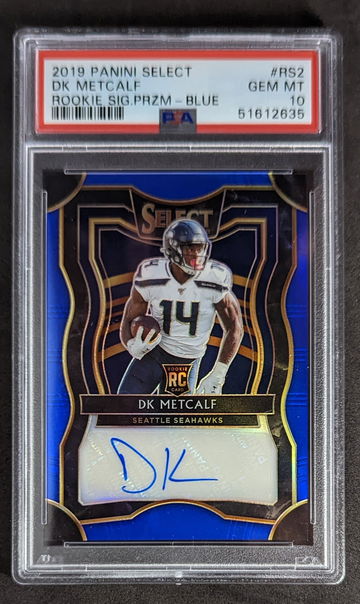 2019 Select DK Metcalf Blue Prizm Auto PSA 10