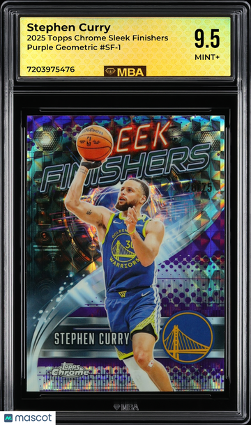 2025 Topps Chrome Sleek Finishers Stephen Curry #SF-1 Purple Geometric /75 MBA 9.5