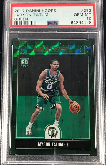2017 Jayson Tatum NBA Hoops Green Checkerboard Rookie Card PSA 10 Gem Mint #253 Color Match RC