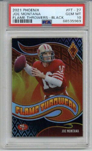 2021 PANINI PHOENIX FLAME THROWERS BLACK JOE MONTANA 49ERS LE 04/10 PSA 10