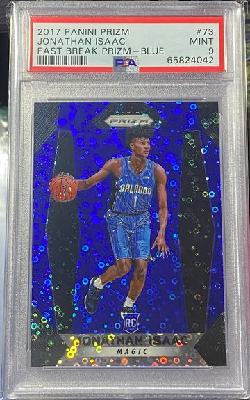 2017 Panini Prizm Jonathan Isaac Fast Break Blue PSA 9 Mint Magic Rookie /175 Color Match Disco
