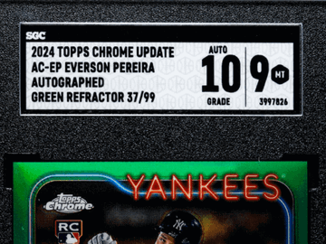2024 Topps Chrome Update Everson Pereira #AC-EP Autograph Green Refractor SGC 9 Auto 10