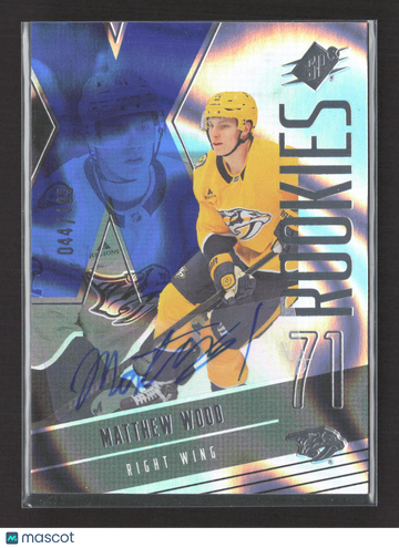 2026 Upper Deck SPx Hockey Matthew Wood #F-MW Blue Auto /199