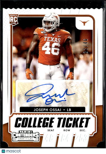 Joseph Ossai 2021 Panini Contenders Draft Picks College Ticket RC Auto /46 Texas Longhorns