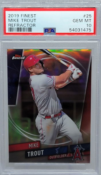 2019 FINEST #25 MIKE TROUT REFRACTOR PSA 10