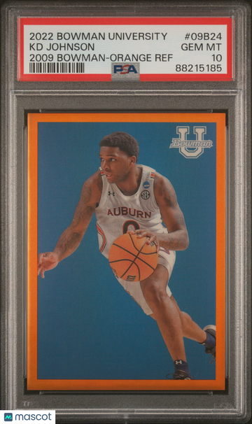 2022 Bowman Chrome University 2009 Bowman KD Johnson #09B24 Orange Ref PSA 10