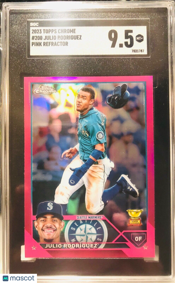 2023 Topps Chrome JULIO RODRIGUEZ PINK Refractor #200 Seattle Mariners SGC 9.5