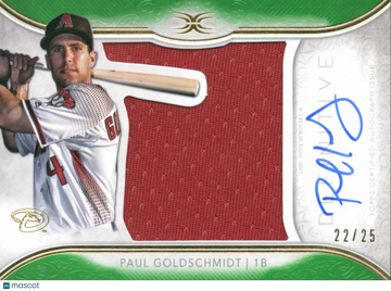 2018 Topps Definitive Collection Paul Goldschmidt #ARC-PG Green /25 Game-Worn Memorabilia Autographed Relic Card