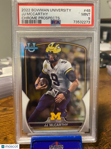 2022 Bowman University J.J. McCarthy #48 Chrome PSA 9