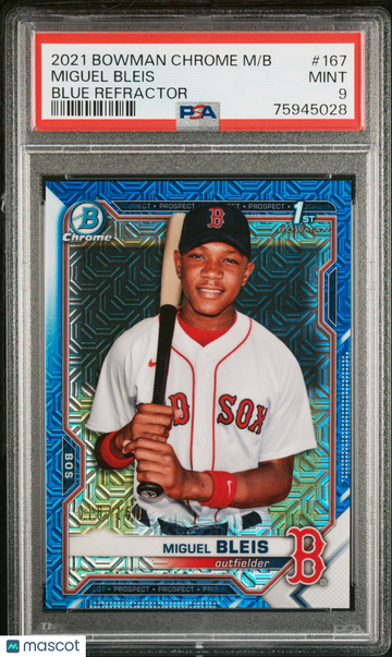 2021 Bowman Chrome Mega Box Miguel Bleis #167 Blue Refractor /150 PSA 9