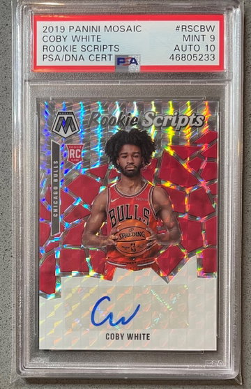 2019-20 Mosaic Coby White Rookie Scripts PSA Auto