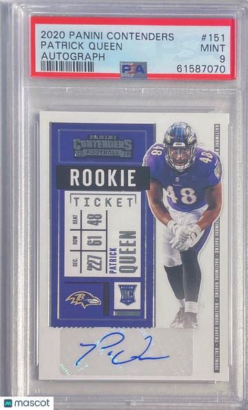 2020 Panini Contenders Patrick Queen #151 Autograph PSA 9