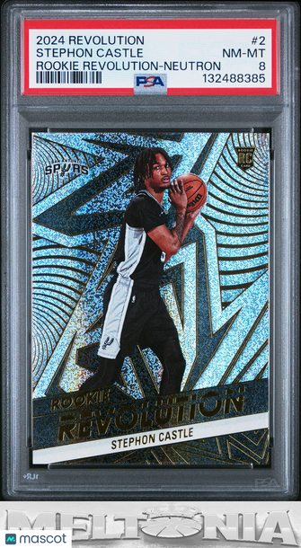 2024-25 Panini Revolution Stephon Castle #2 Rookie Revolution Neutron RC PSA 8