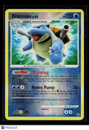 2007 Secret Wonders Blastoise Holo Rare #2/132