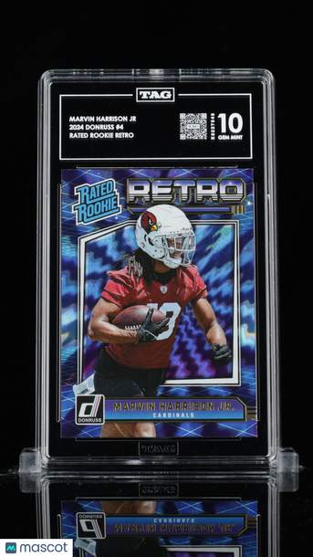 2024 Donruss Rated Rookie Retro Marvin Harrison Jr #4 Rookie Insert TAG 10