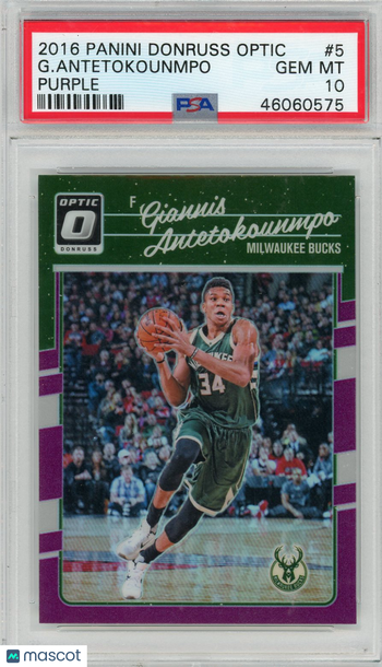 2016 Panini Donruss Optic G. Antetokounmpo #5 Purple PSA 10