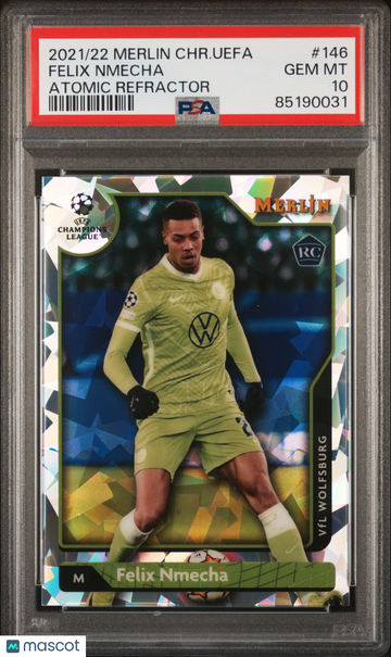 2021-2022 Topps Merlin Chrome UEFA League Felix Nmecha #146 Atomic Refractor /250 PSA 10