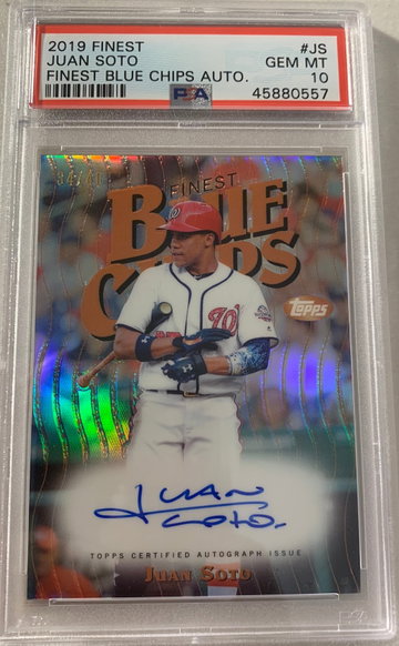 2019 Topps Finest Juan Soto Blue Chips Auto /40 PSA 10