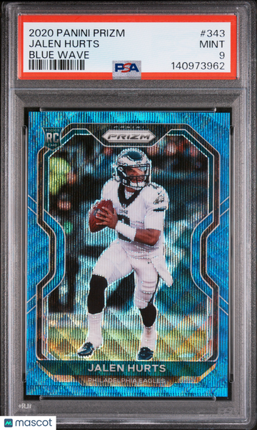 2020 Panini Prizm Jalen Hurts #343 Blue Wave /199 Rookie RC PSA 9
