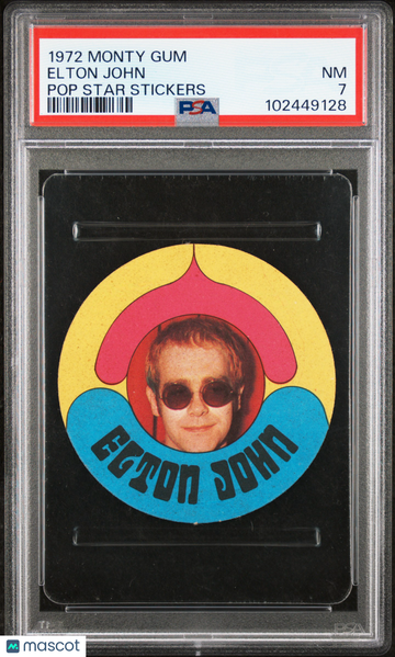 1972 Monty Gum Pop Star Stickers Elton John PSA 7