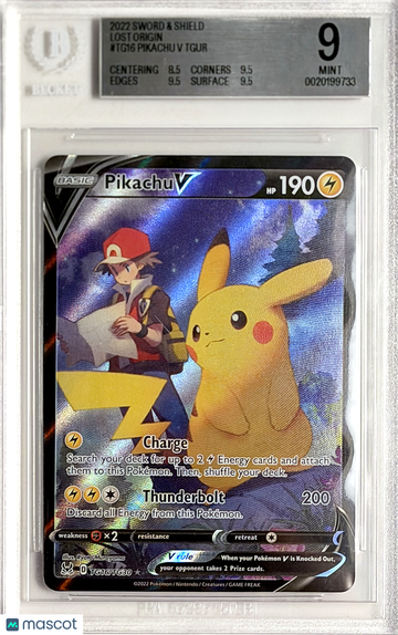 2022 Pokemon TCG Sword & Shield Pikachu V TGUR Parallel/Variety Short Print BGS 9 #TG16