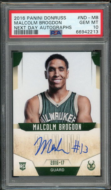 2016 Donruss Malcolm Brogdon Next Day Autographs PSA 10