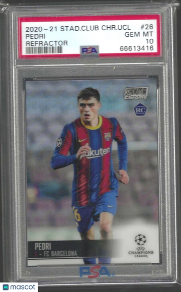 2020 Stadium Club Chrome UEFA Champions League Pedri #26 Refractor PSA 10