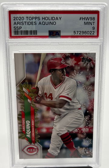 2020 Topps Holiday Aristides Aquino SSP Rookie RC #HW98 PSA 9 Rare Pop 1 🔥