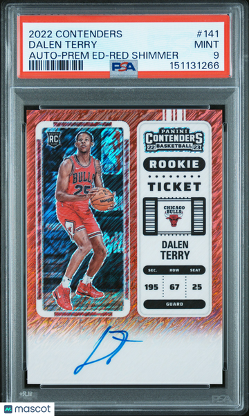 2022 Panini Contenders Rookie Ticket Dalen Terry #141 Autograph Red Shimmer /5 PSA 9