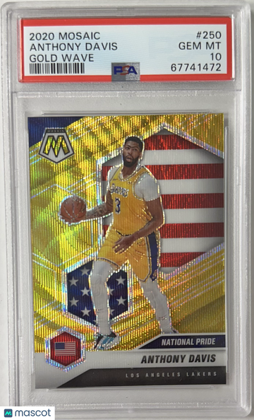 2020 Panini Mosaic Anthony Davis #250 Gold Wave PSA 10