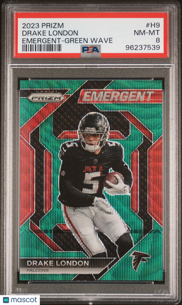 2023 Panini Prizm Emergent Drake London #H9 Green Wave PSA 8