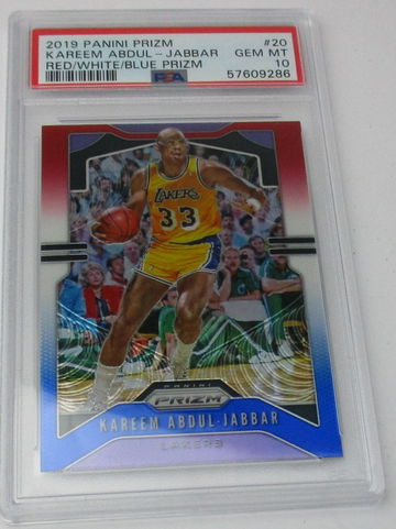 Kareem Abdul-Jabbar Red/White/Blue Prizm , PSA 10