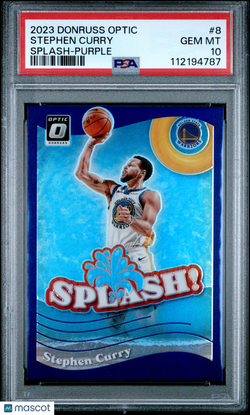2023 Panini Donruss Optic Splash Stephen Curry #8 Purple PSA 10