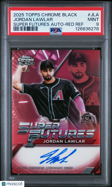 2025 Topps Chrome Black Super Futures Autographs Jordan Lawlar #JLA Red /5 PSA 9