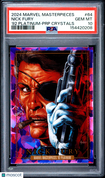 2024 Upper Deck Marvel Masterpieces '92 Platinum Nick Fury Purple Crystals #64 PSA 10