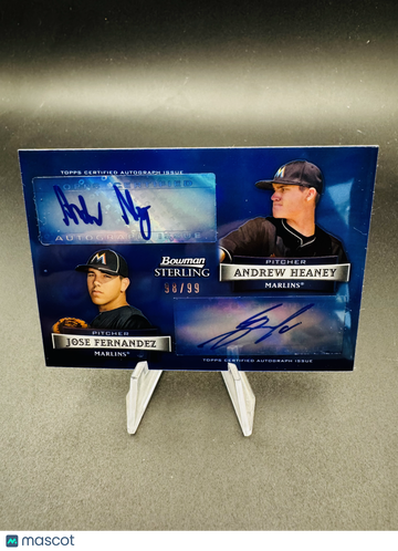 2012 Bowman Sterling Andrew Heaney Jose Fernandez #DA-HF /99 Dual Autograph