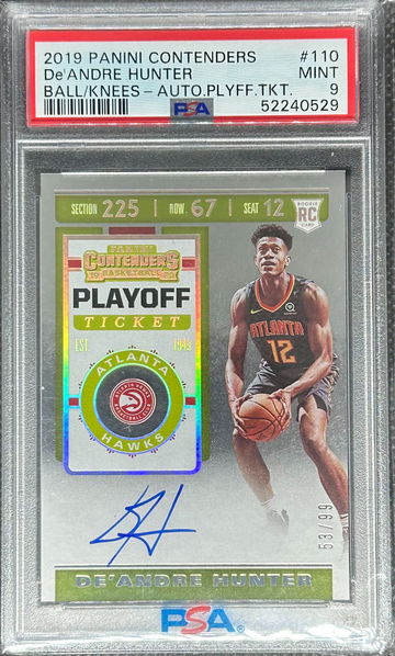 2019-20 Panini Contenders Deandre Hunter Rookie Playoff Ticket /99 PSA 9 MINT Hawks