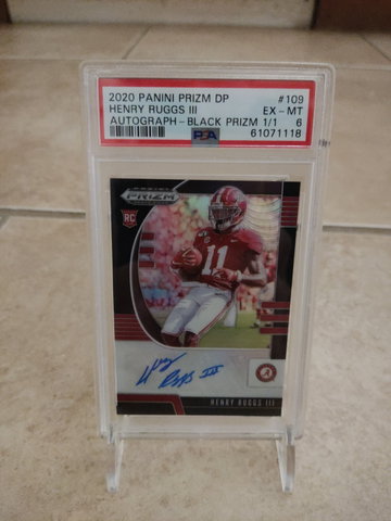 2020 Panini Prizm DP Henry Ruggs III Auto Black Prizm 1/1 Psa 6