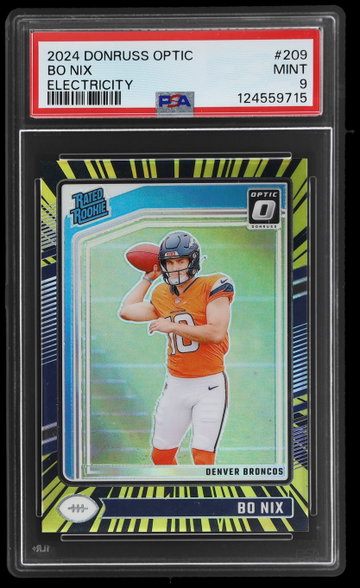 2024 Donruss Optic Bo Nix Rated Rookie Electricity PSA 9 RC