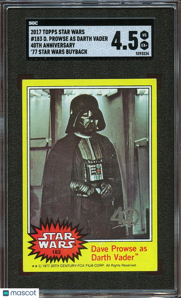 2017 Topps Dave Prowse As Darth Vader #183 SGC 4.5