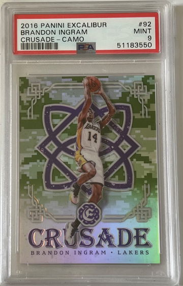 2016 Panini Excalibur Brandon Ingram RC Crusade Camo PSA 9 Lakers